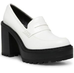 Madden Girl Kassidy Platform Lug Sole Loafers in White Croc